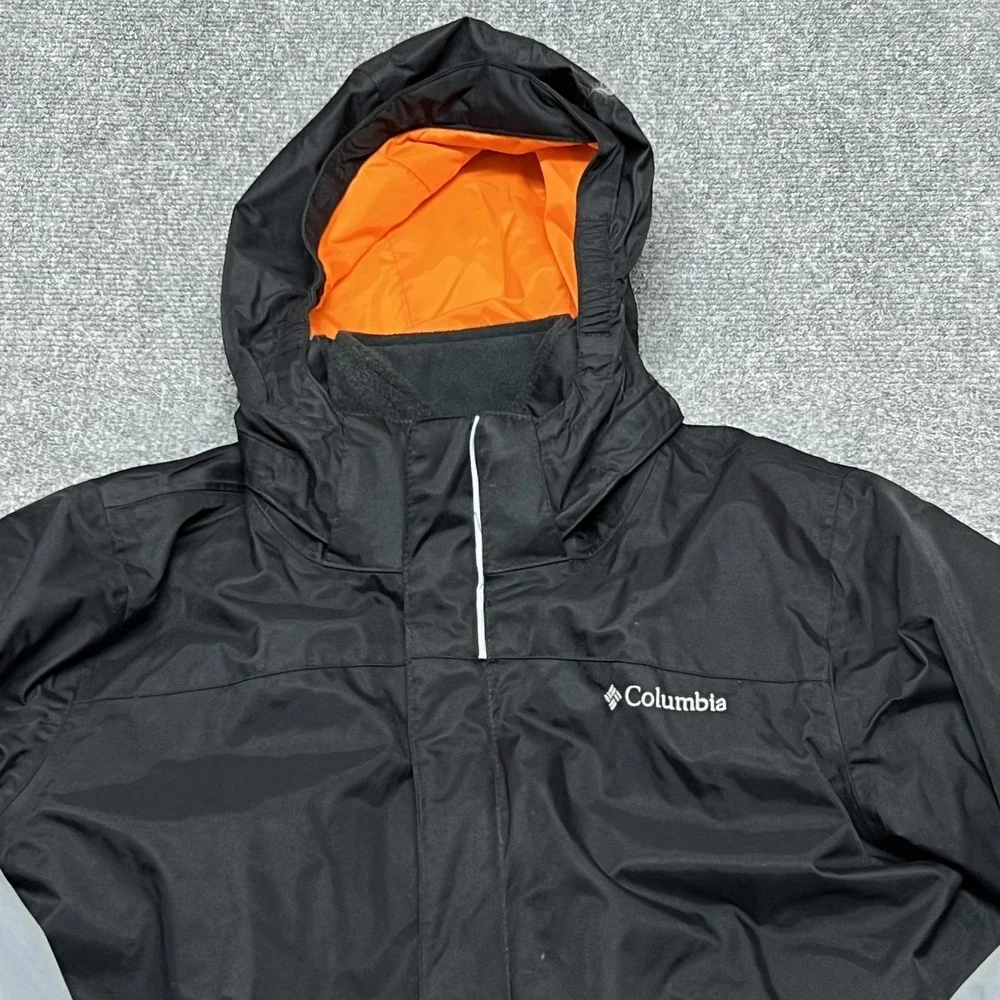 Columbia Jacket Youth Large 14/16 Black Gray Interchange Omni-Heat Hooded Winter